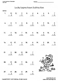 דפי עבודה בחשבון - חיסור - עד 10 - דף מס. 60
